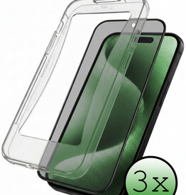 BASEY. BASEY. iPhone 15 Pro Hybrid Privacy Screenprotector - 3 PACK