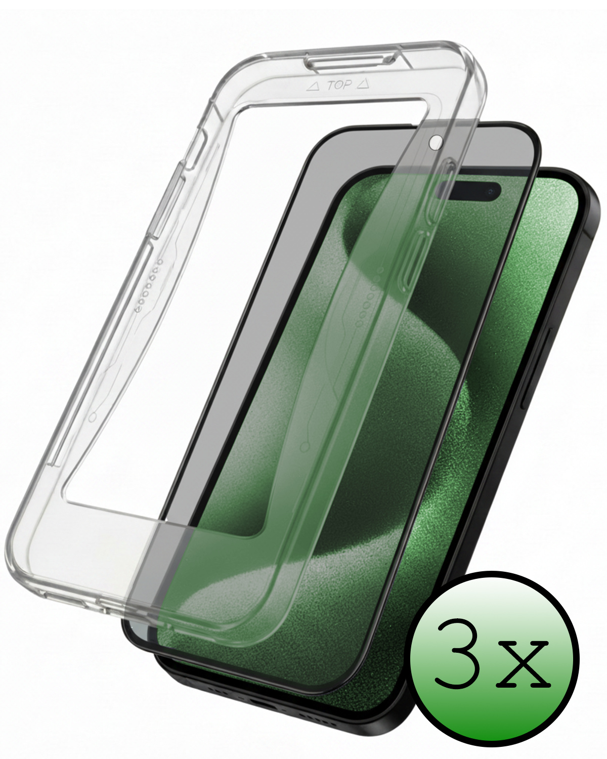 BASEY. BASEY. iPhone 15 Pro Hybrid Privacy Screenprotector - 3 PACK