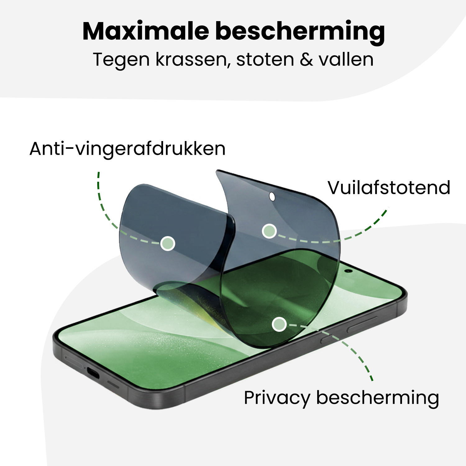 BASEY. BASEY. Samsung Galaxy S24 Hybrid Privacy Screenprotector - 2 PACK