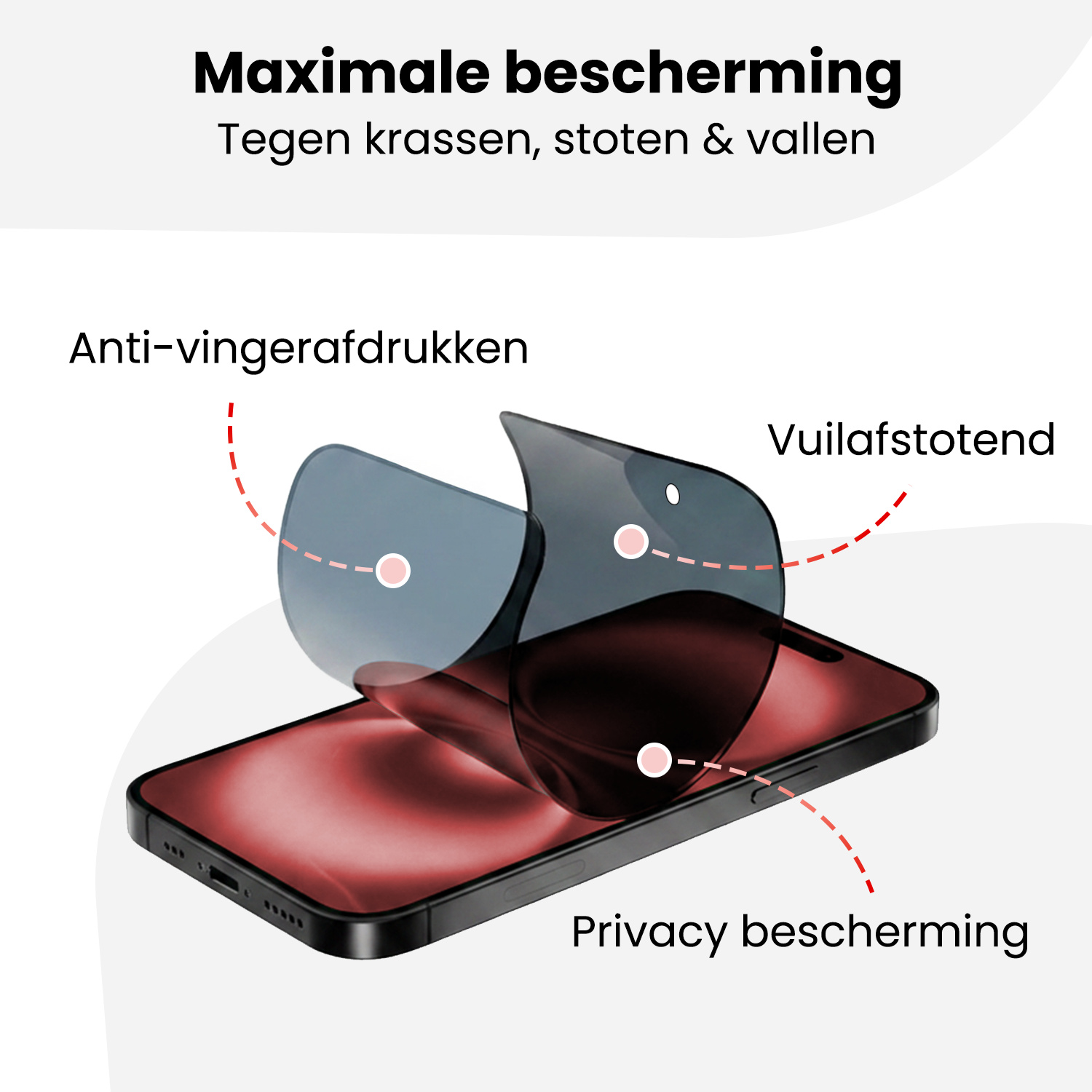 NoXx NoXx iPhone 16 Hybrid Privacy Screenprotector