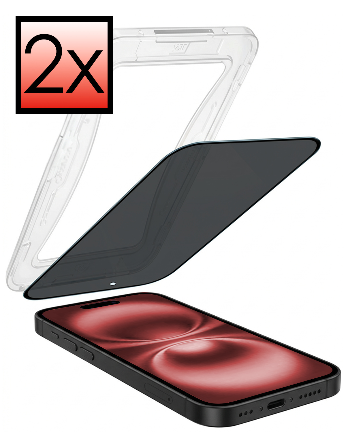 NoXx NoXx iPhone 16 Hybrid Privacy Screenprotector - 2 PACK