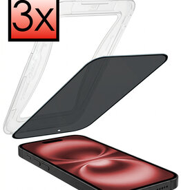 NoXx NoXx iPhone 16 Plus Hybrid Privacy Screenprotector - 3 PACK
