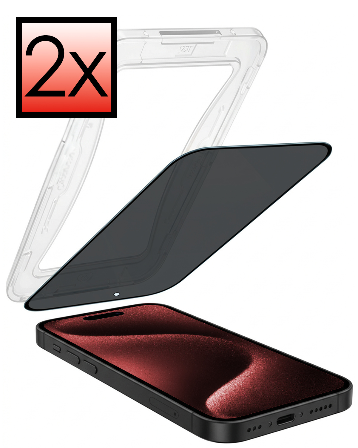 NoXx NoXx iPhone 15 Pro Hybrid Privacy Screenprotector - 2 PACK