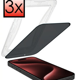 NoXx NoXx iPhone 15 Pro Hybrid Privacy Screenprotector - 3 PACK