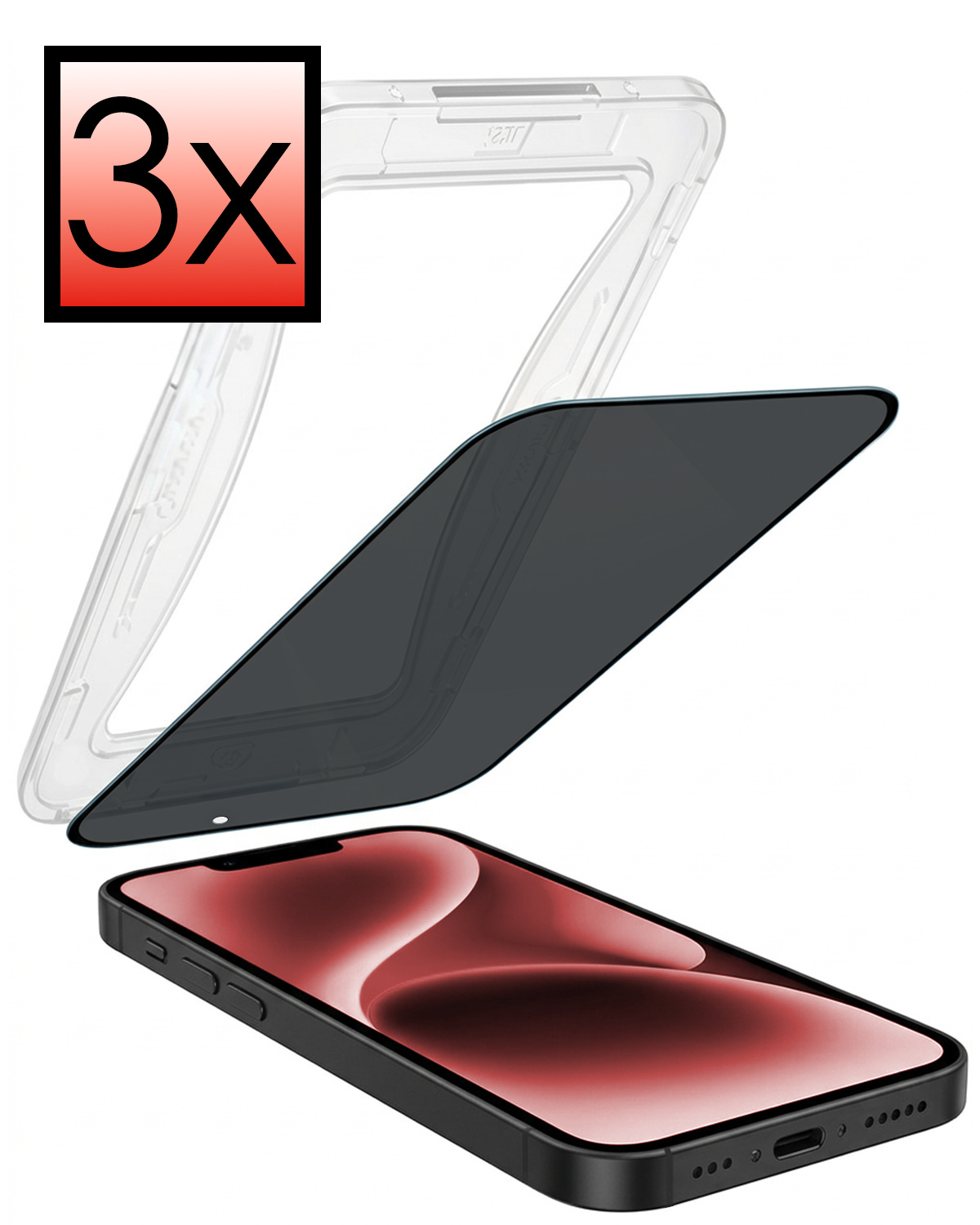 NoXx NoXx iPhone 14 Hybrid Privacy Screenprotector - 3 PACK