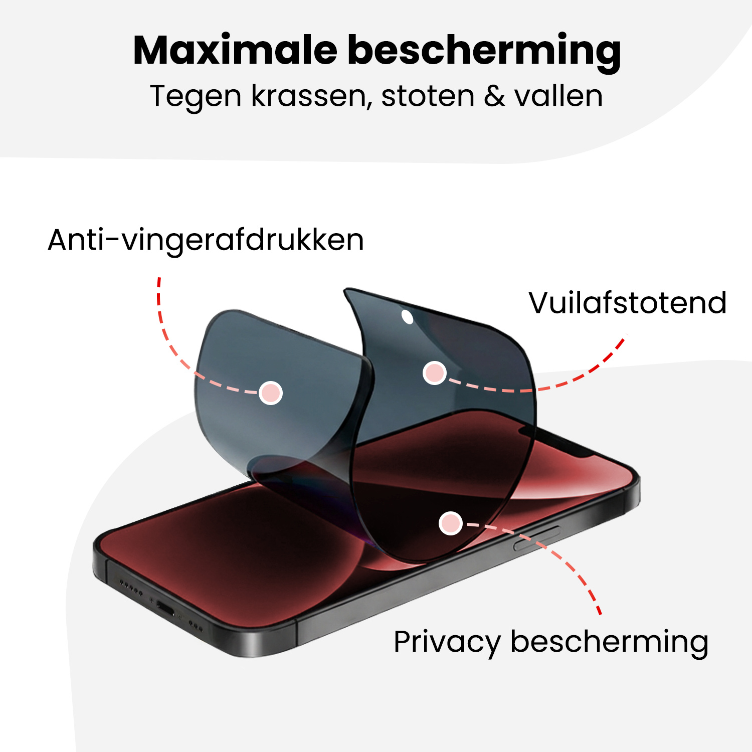 NoXx NoXx iPhone 14 Hybrid Privacy Screenprotector - 3 PACK