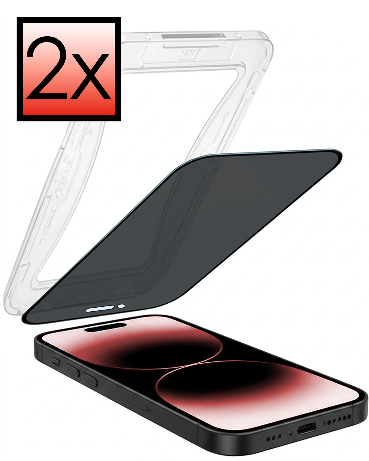 NoXx NoXx iPhone 14 Pro Hybrid Privacy Screenprotector - 2 PACK