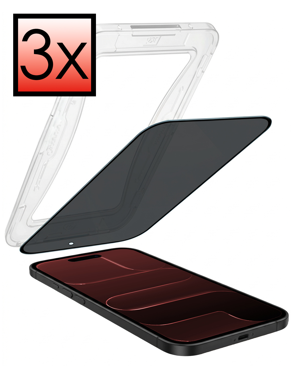 NoXx NoXx iPhone Air Hybrid Privacy Screenprotector - 3 PACK