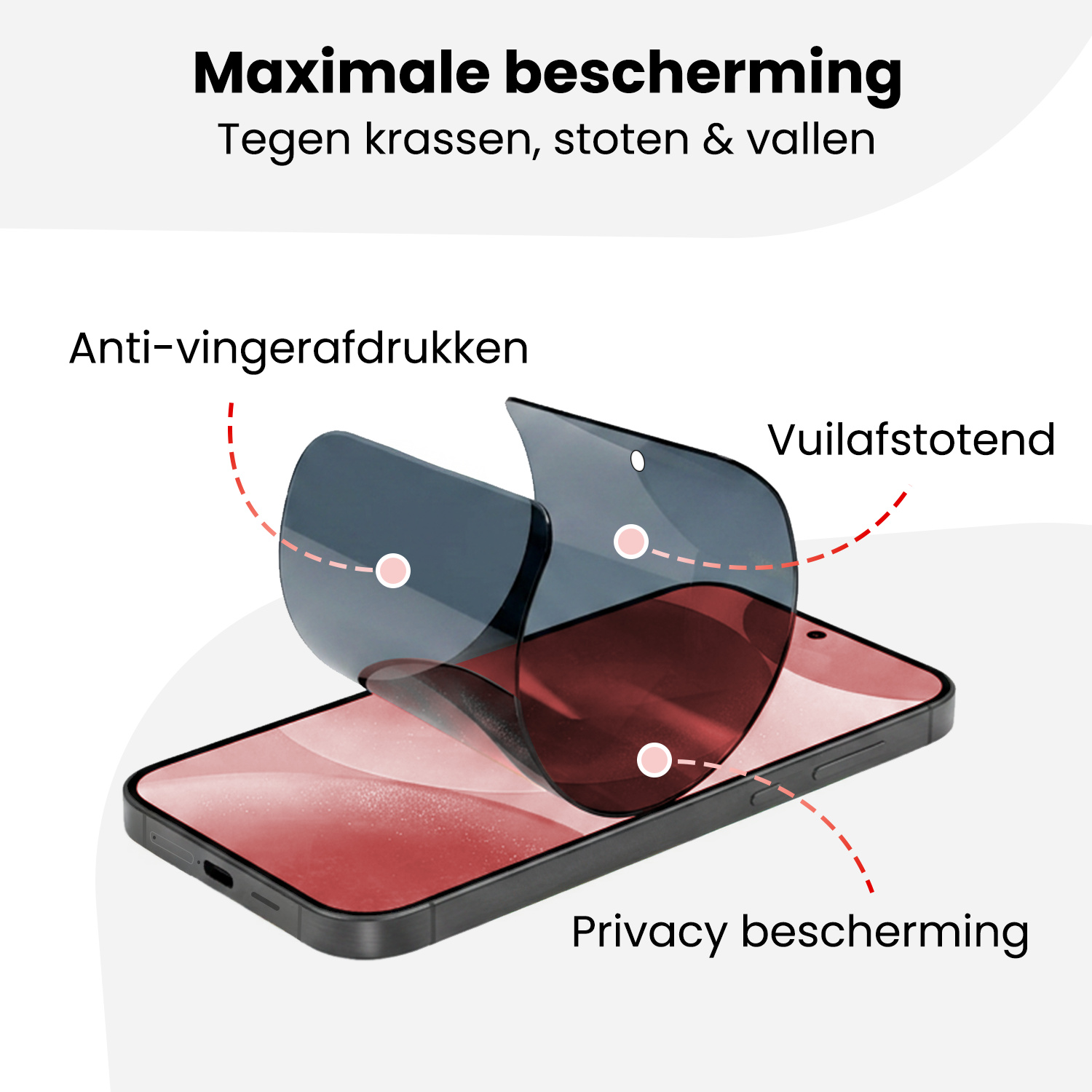 NoXx NoXx Samsung Galaxy S24 Plus Hybrid Privacy Screenprotector - 2 PACK