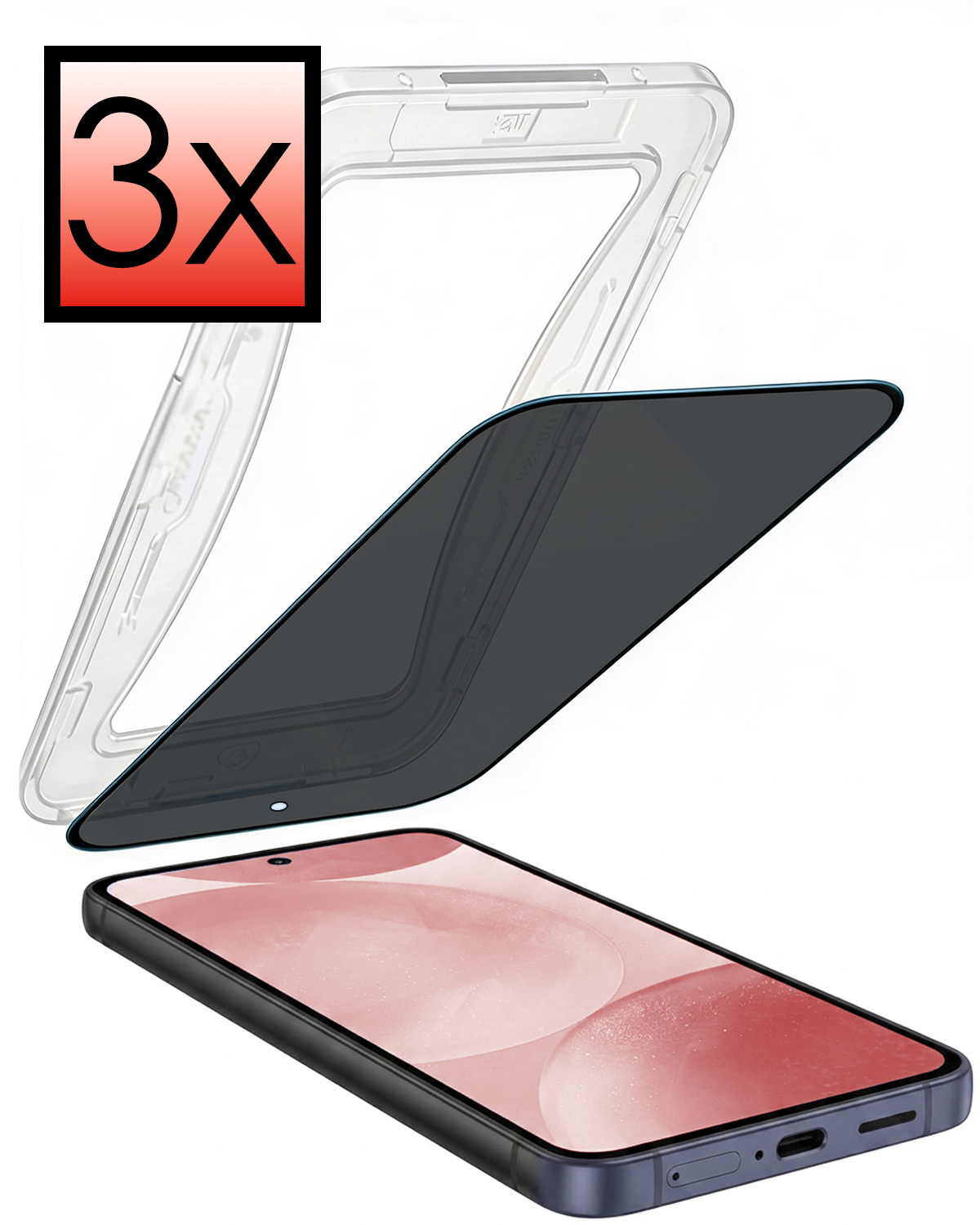 NoXx NoXx Samsung Galaxy S24 Plus Hybrid Privacy Screenprotector - 3 PACK