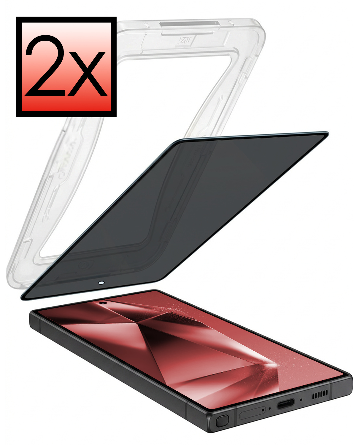 NoXx NoXx Samsung Galaxy S24 Ultra Hybrid Privacy Screenprotector - 2 PACK