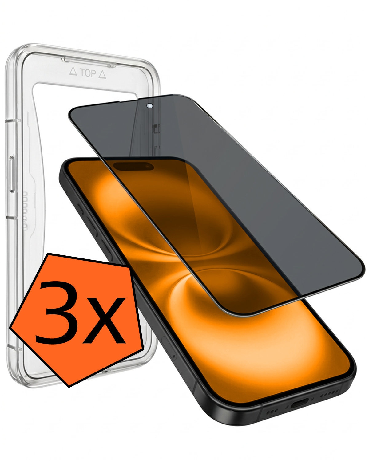 Nomfy Nomfy iPhone 16 Hybrid Privacy Screenprotector - 3 PACK