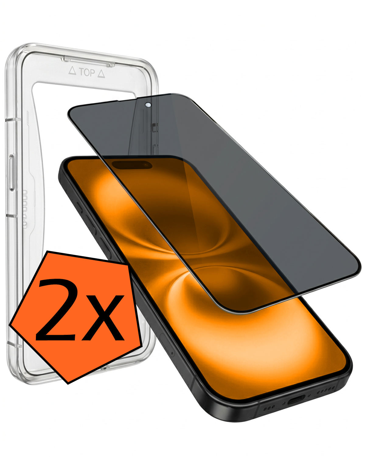 Nomfy Nomfy iPhone 16 Plus Hybrid Privacy Screenprotector - 2 PACK