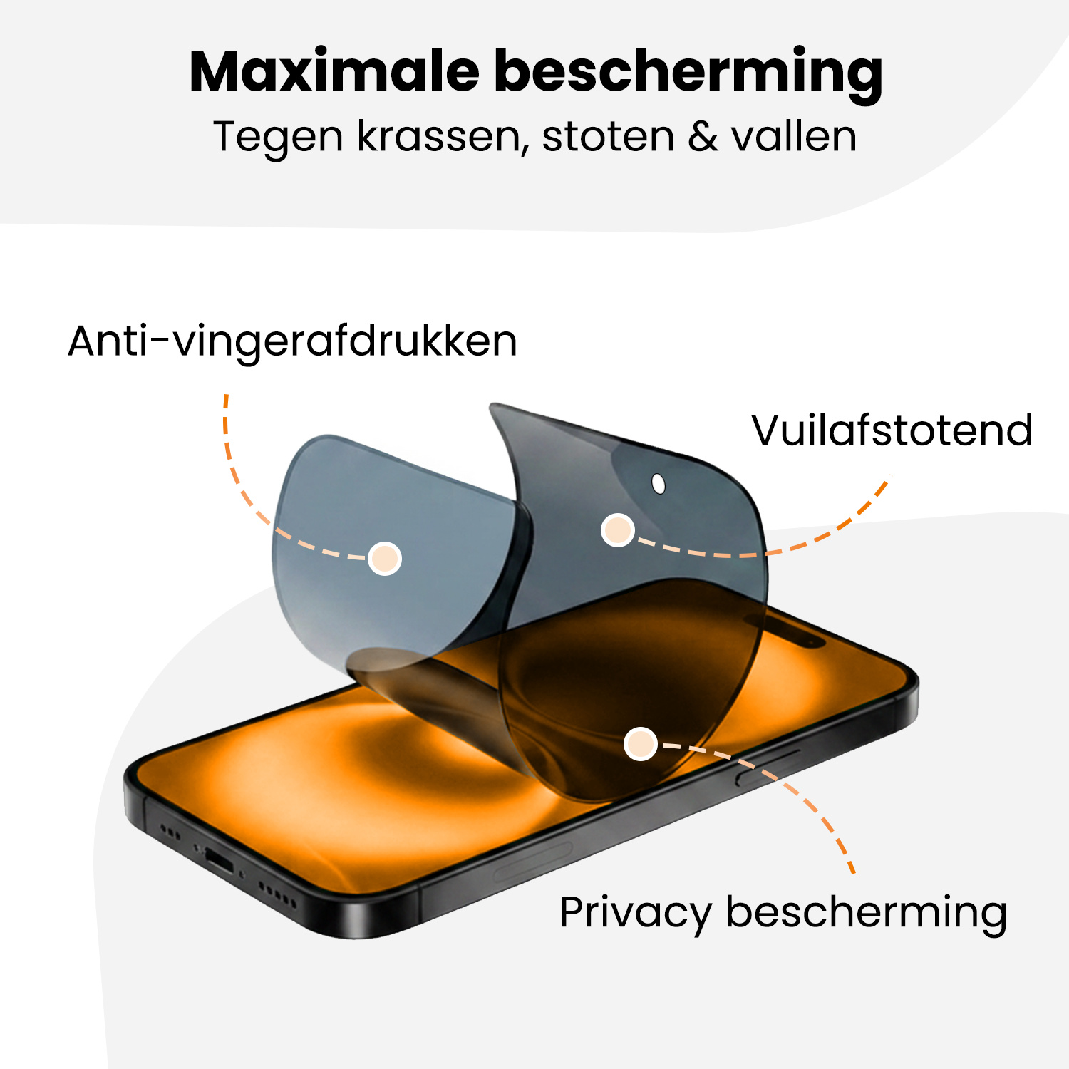 Nomfy Nomfy iPhone 16 Plus Hybrid Privacy Screenprotector - 2 PACK