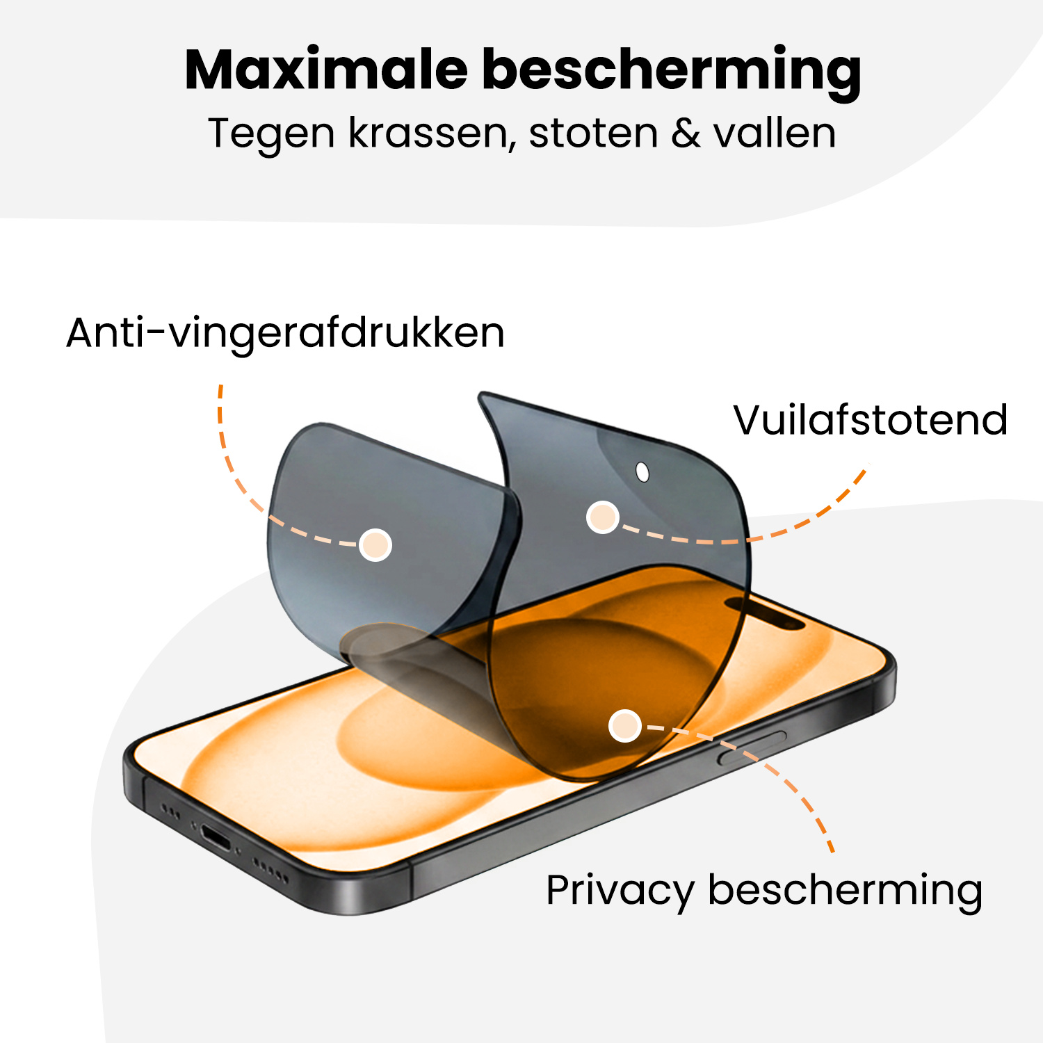 Nomfy Nomfy iPhone 15 Plus Hybrid Privacy Screenprotector