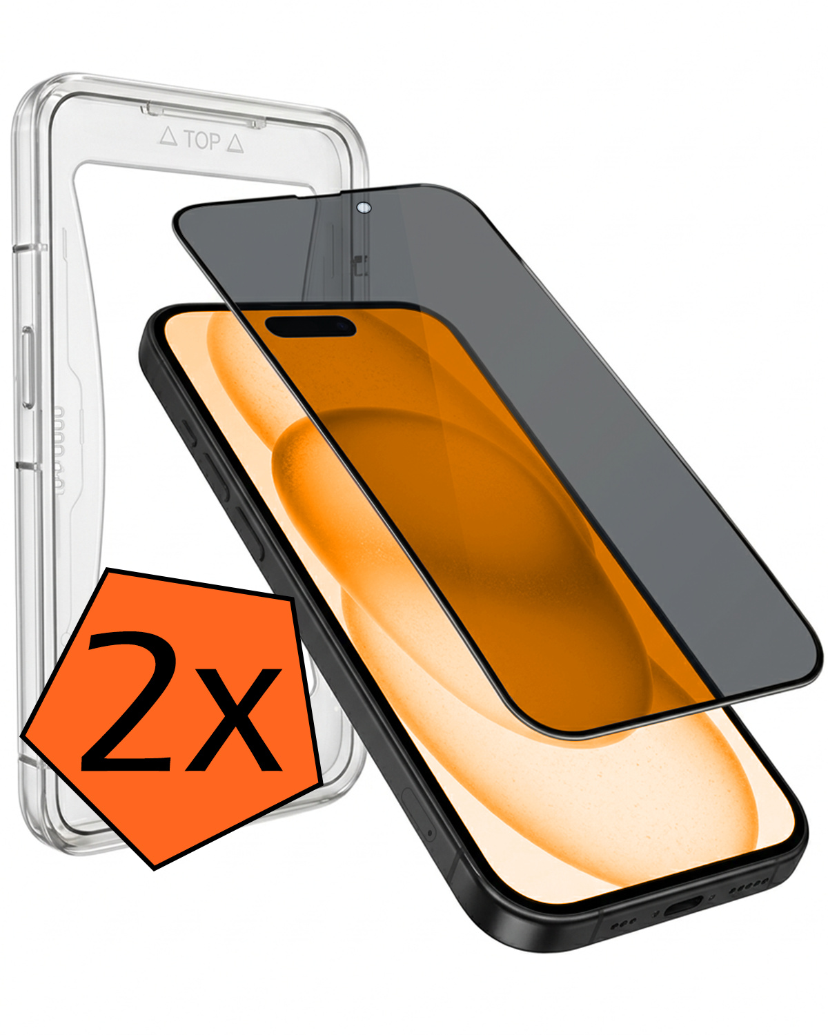 Nomfy Nomfy iPhone 15 Plus Hybrid Privacy Screenprotector - 2 PACK