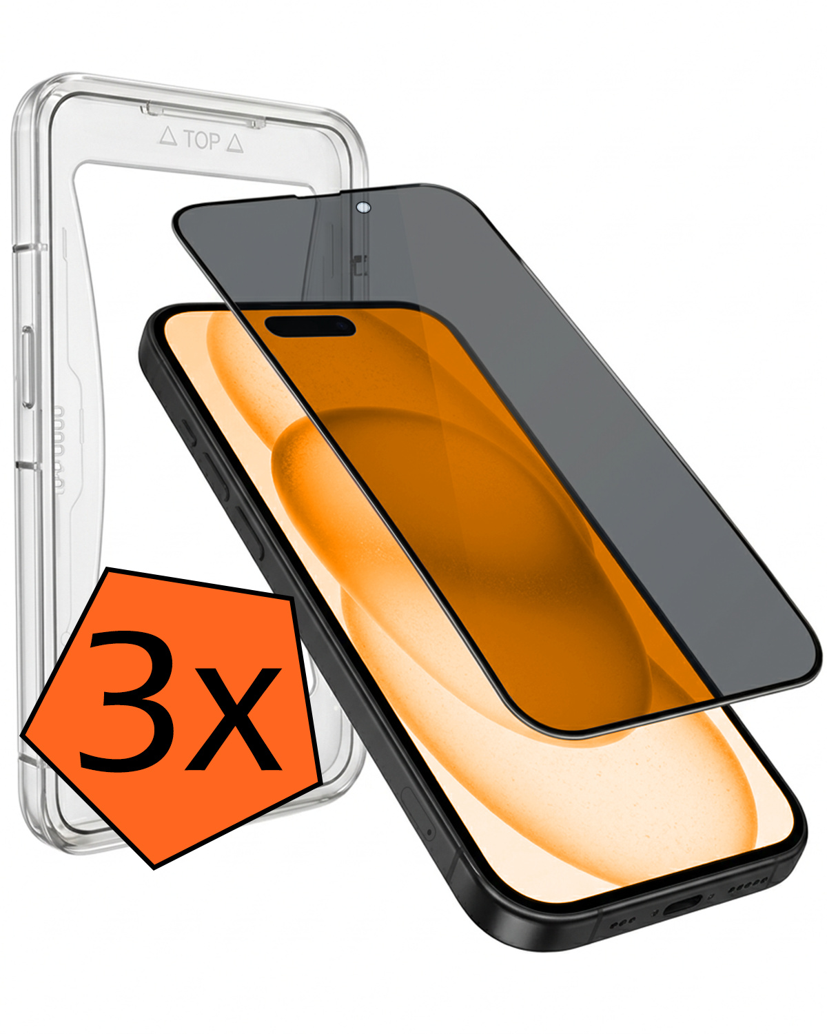 Nomfy Nomfy iPhone 15 Plus Hybrid Privacy Screenprotector - 3 PACK
