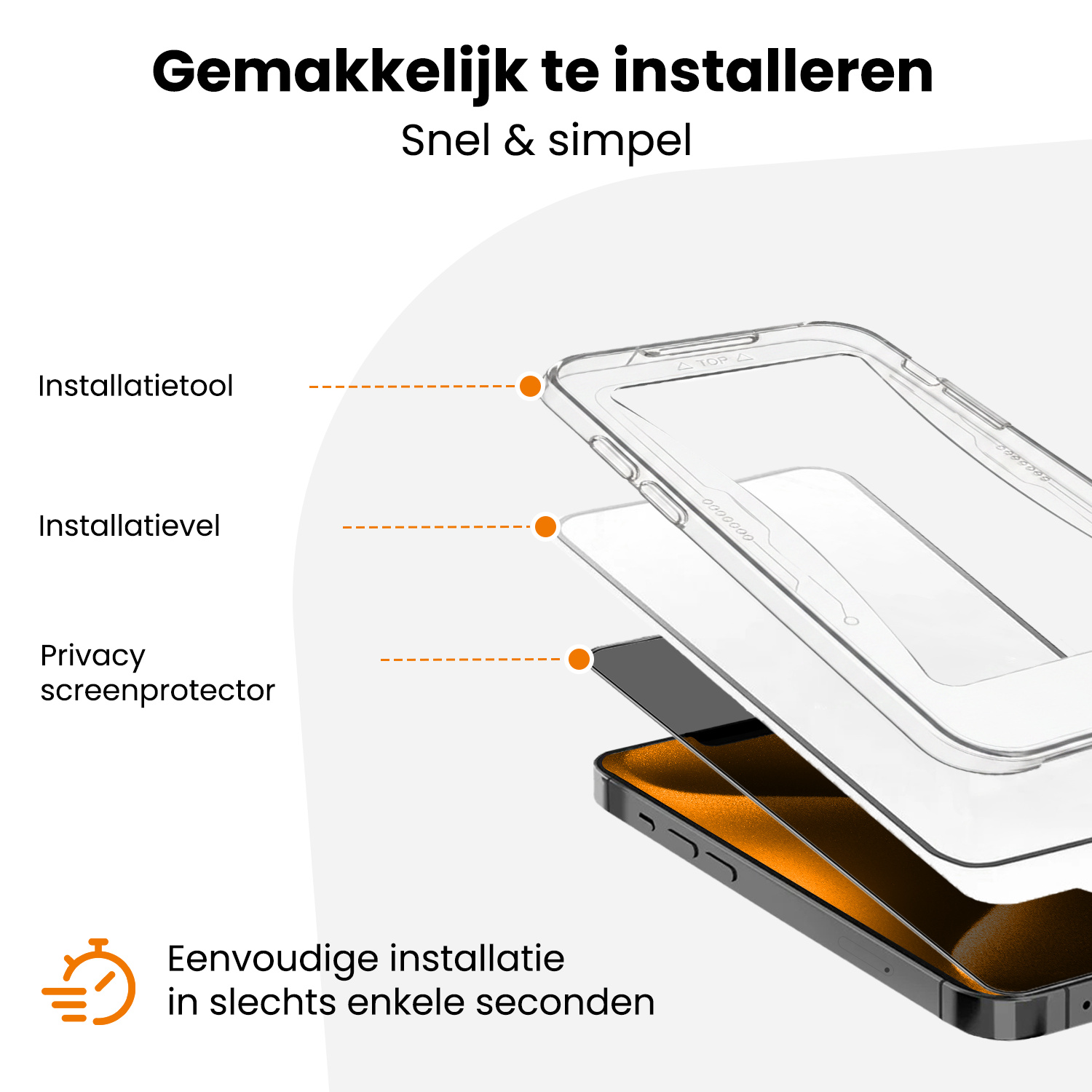 Nomfy Nomfy iPhone 15 Pro Hybrid Privacy Screenprotector