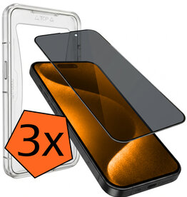 Nomfy Nomfy iPhone 15 Pro Hybrid Privacy Screenprotector - 3 PACK