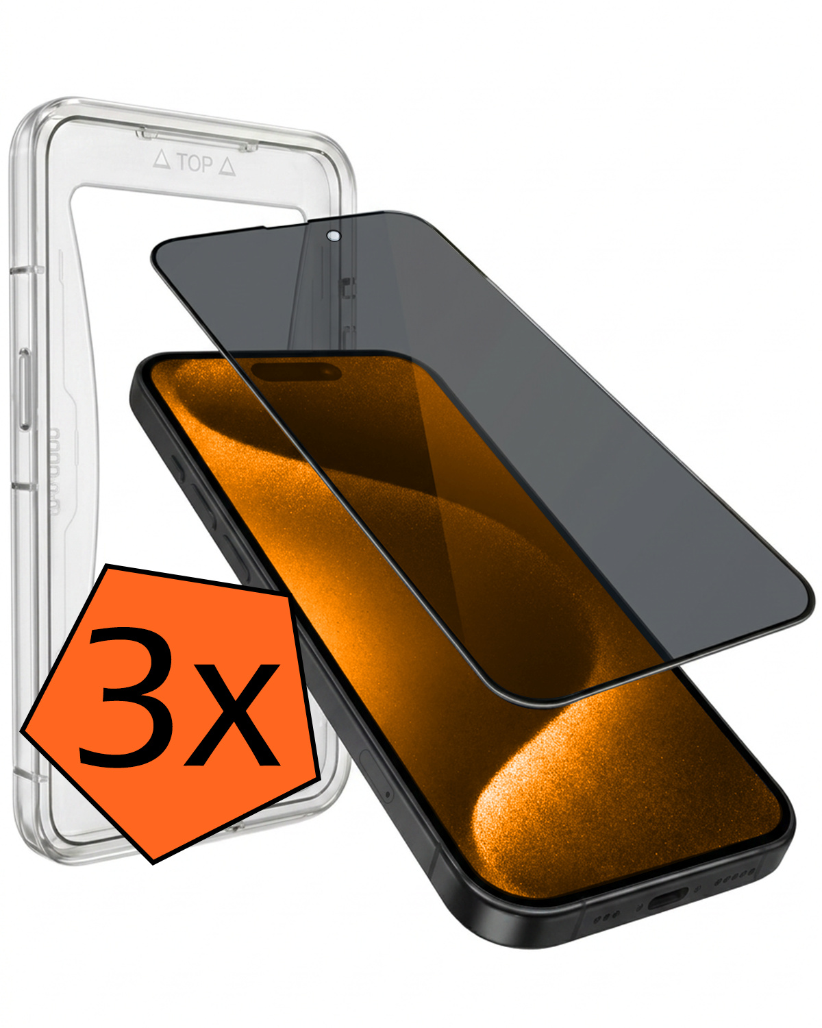 Nomfy Nomfy iPhone 15 Pro Hybrid Privacy Screenprotector - 3 PACK