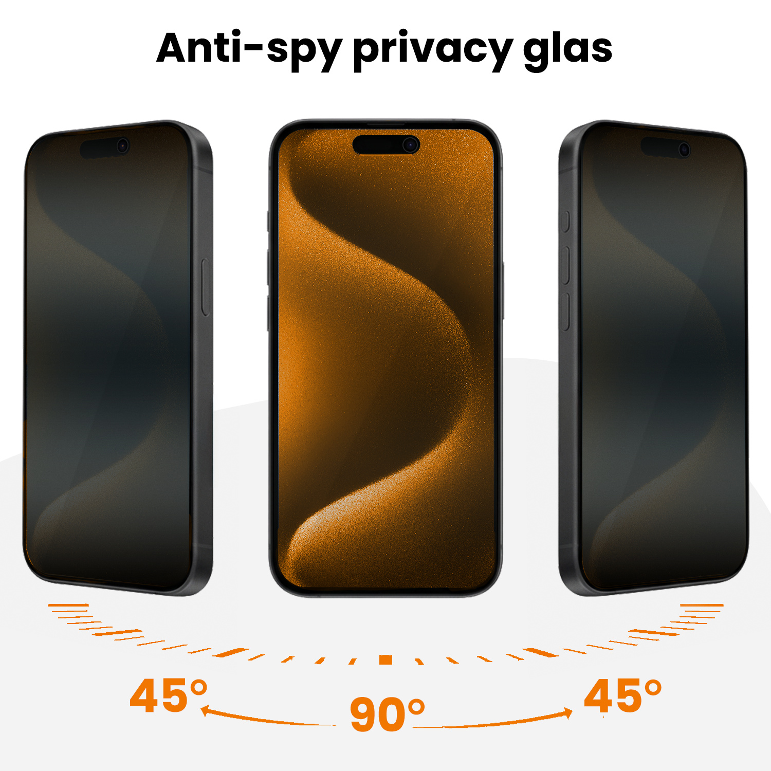 Nomfy Nomfy iPhone 15 Pro Hybrid Privacy Screenprotector - 3 PACK