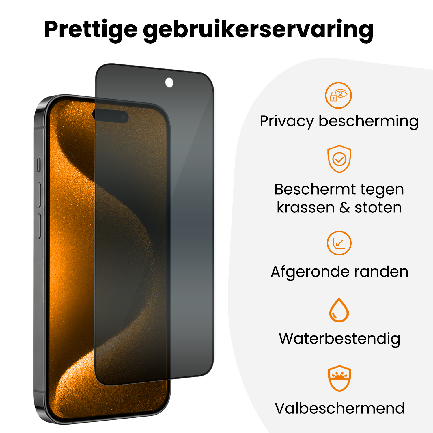 Nomfy Nomfy iPhone 15 Pro Hybrid Privacy Screenprotector - 3 PACK