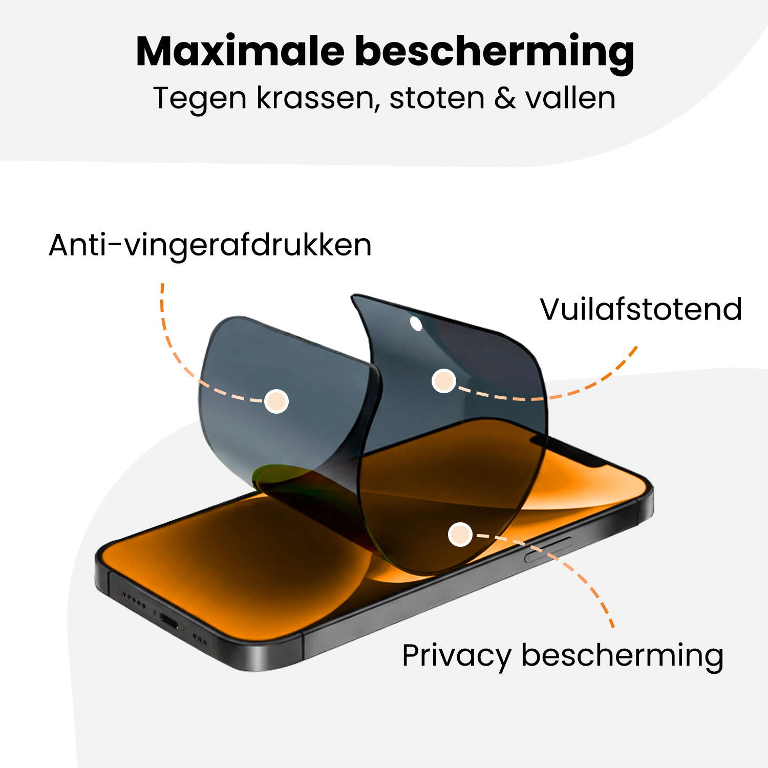Nomfy Nomfy iPhone 14 Hybrid Privacy Screenprotector - 2 PACK