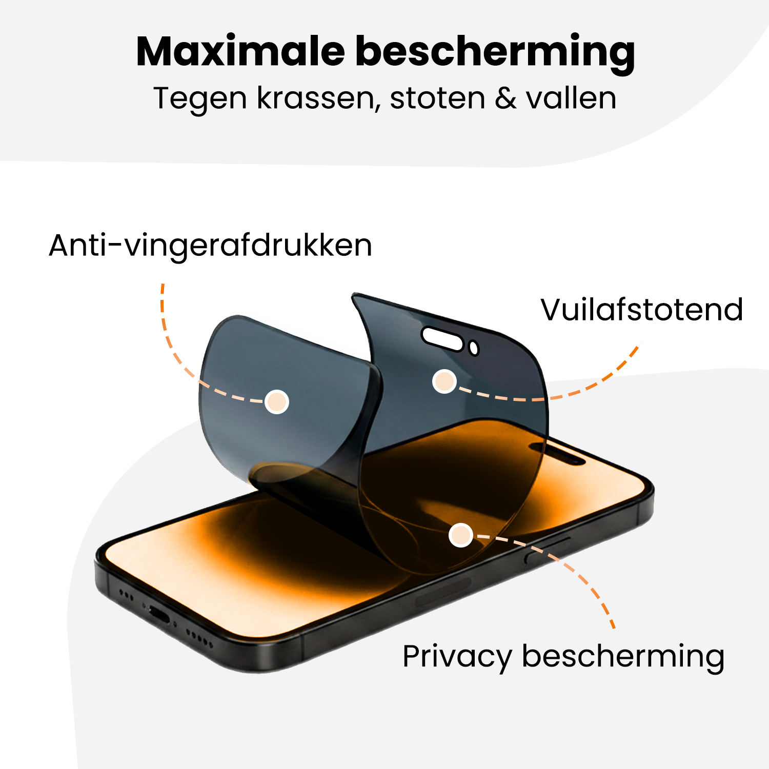Nomfy Nomfy iPhone 14 Pro Max Hybrid Privacy Screenprotector - 3 PACK