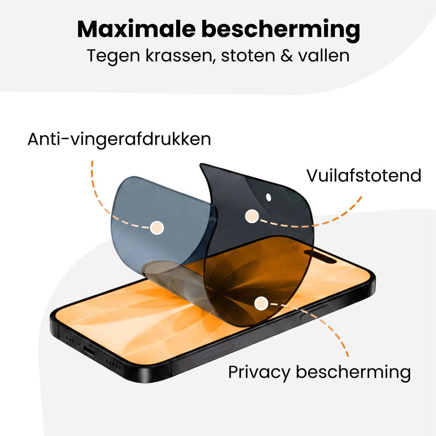 Nomfy Nomfy iPhone 17 Hybrid Privacy Screenprotector - 3 PACK