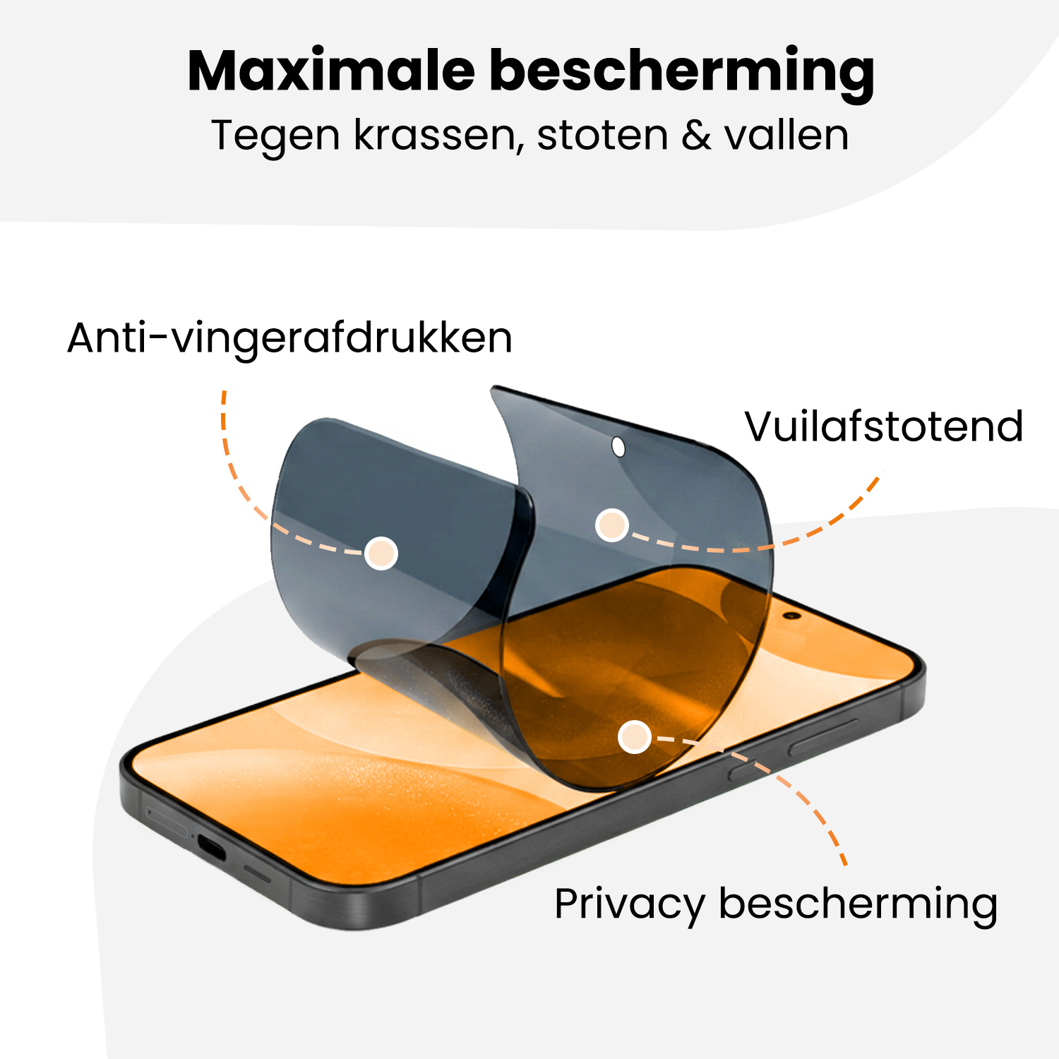 Nomfy Nomfy Samsung Galaxy S24 Plus Hybrid Privacy Screenprotector - 2 PACK