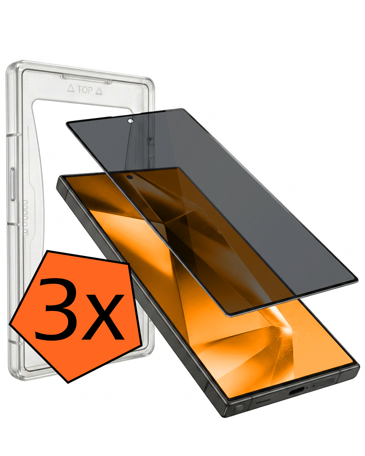 Nomfy Nomfy Samsung Galaxy S24 Ultra Hybrid Privacy Screenprotector - 3 PACK
