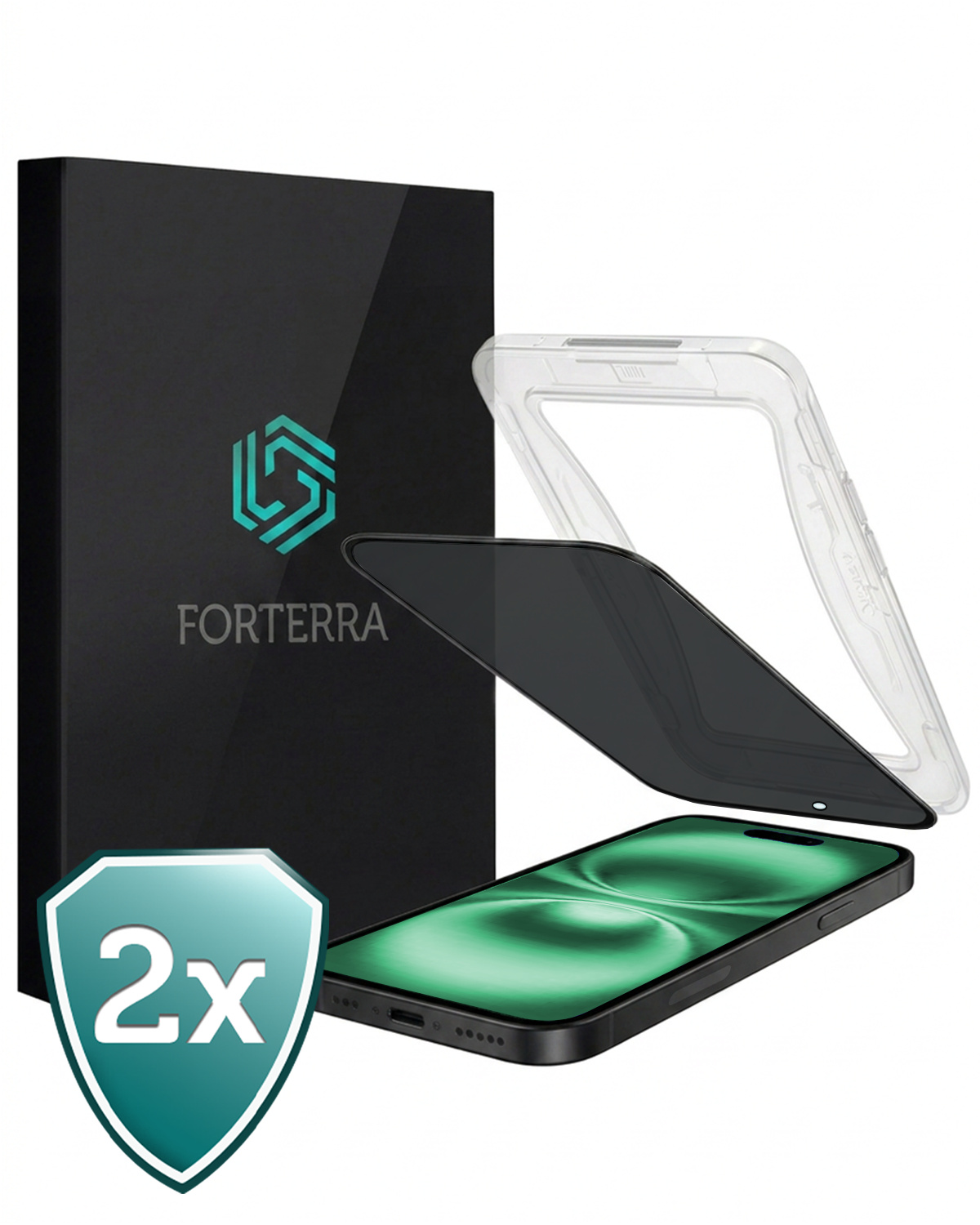 Forterra Forterra iPhone 16 Plus Hybrid Privacy Screenprotector - 2 PACK