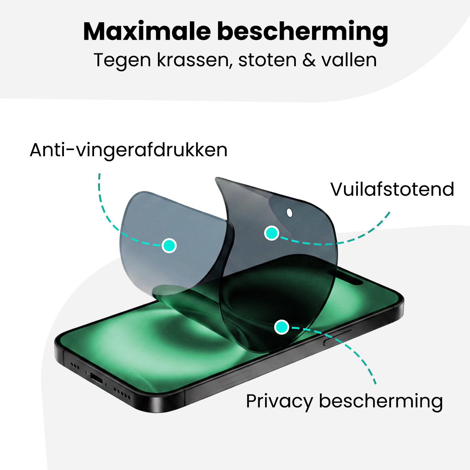 Forterra Forterra iPhone 16 Plus Hybrid Privacy Screenprotector - 2 PACK