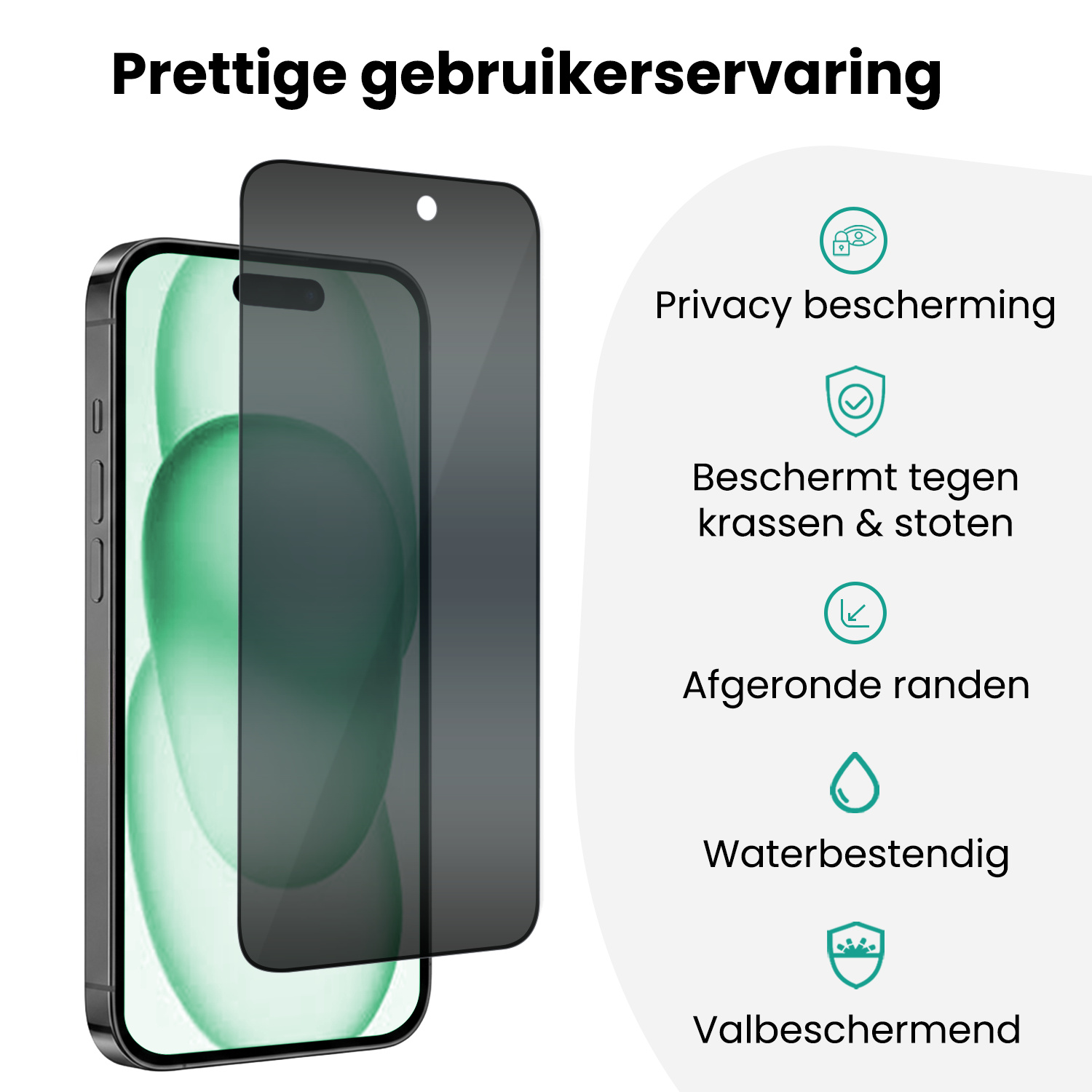 Forterra Forterra iPhone 15 Hybrid Privacy Screenprotector - 2 PACK