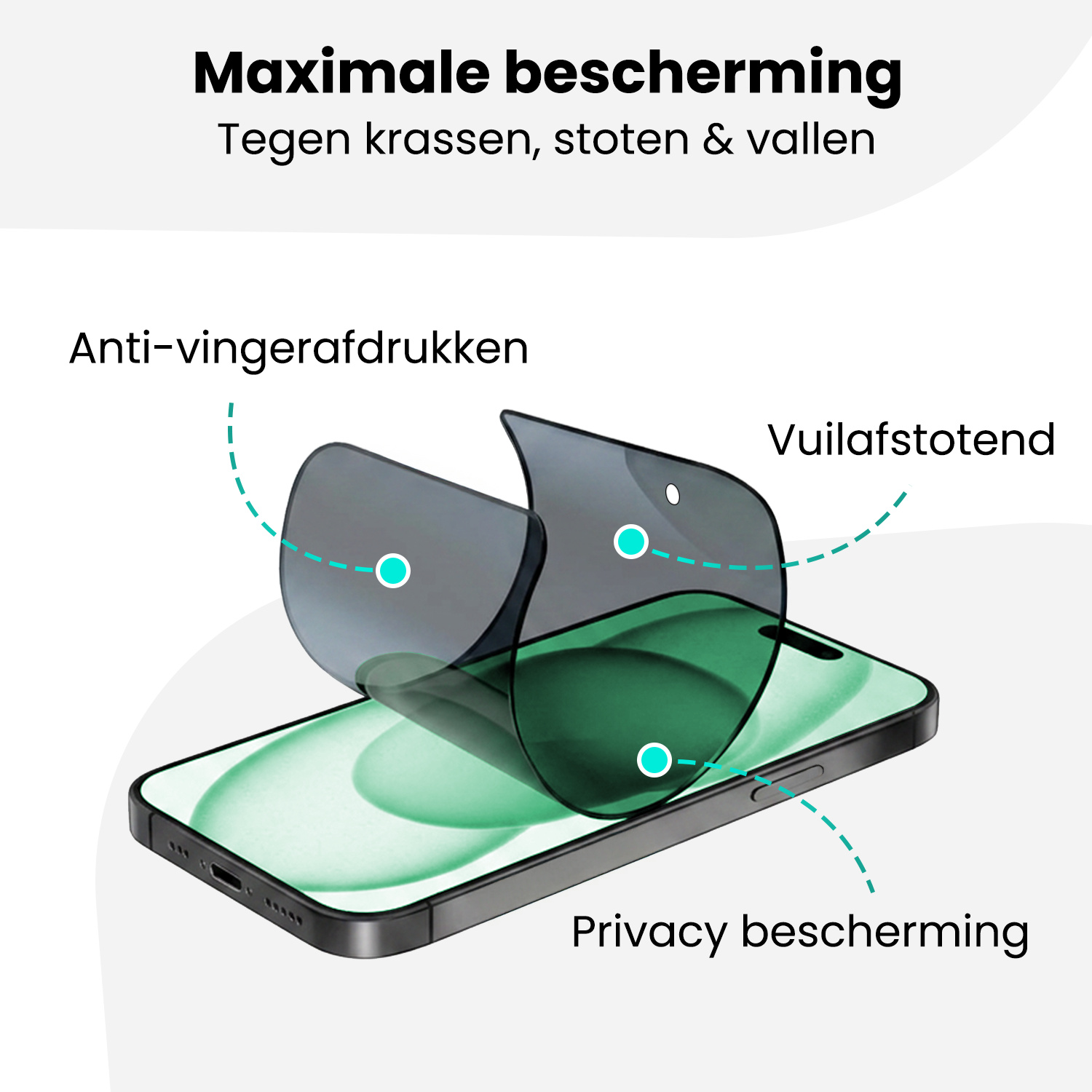 Forterra Forterra iPhone 15 Plus Hybrid Privacy Screenprotector
