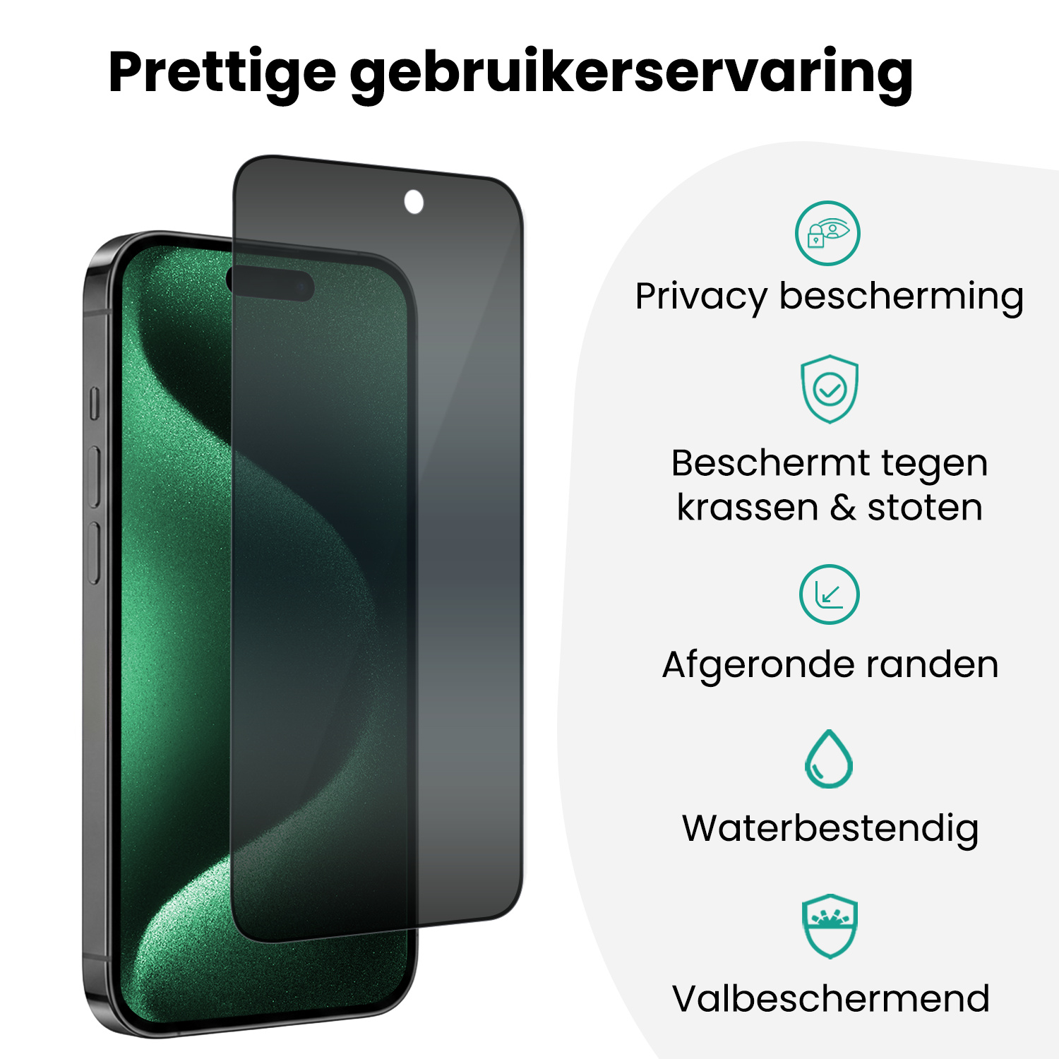 Forterra Forterra iPhone 15 Pro Hybrid Privacy Screenprotector - 2 PACK
