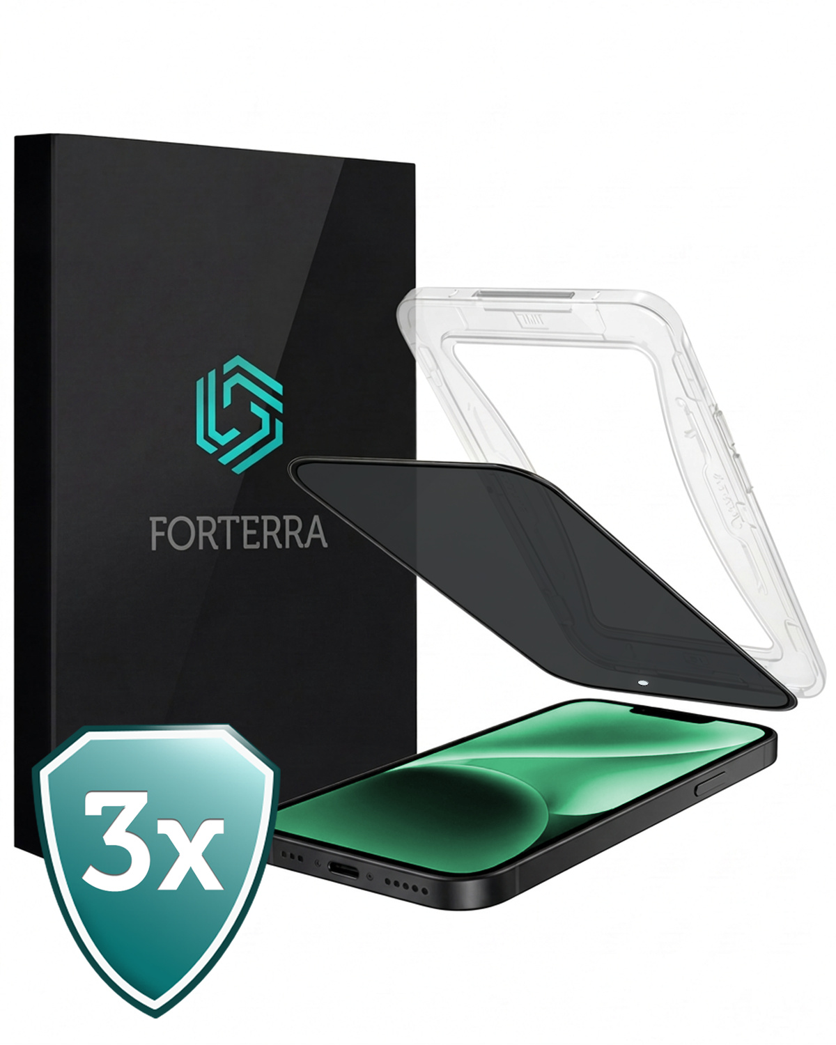 Forterra Forterra iPhone 14 Hybrid Privacy Screenprotector - 3 PACK