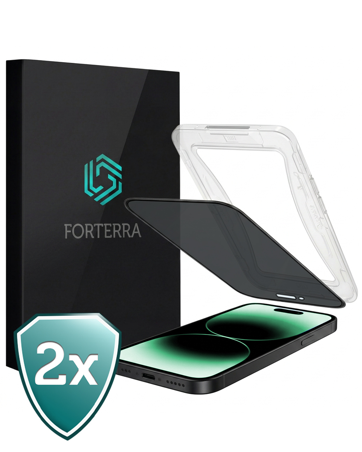 Forterra Forterra iPhone 14 Pro Hybrid Privacy Screenprotector - 2 PACK