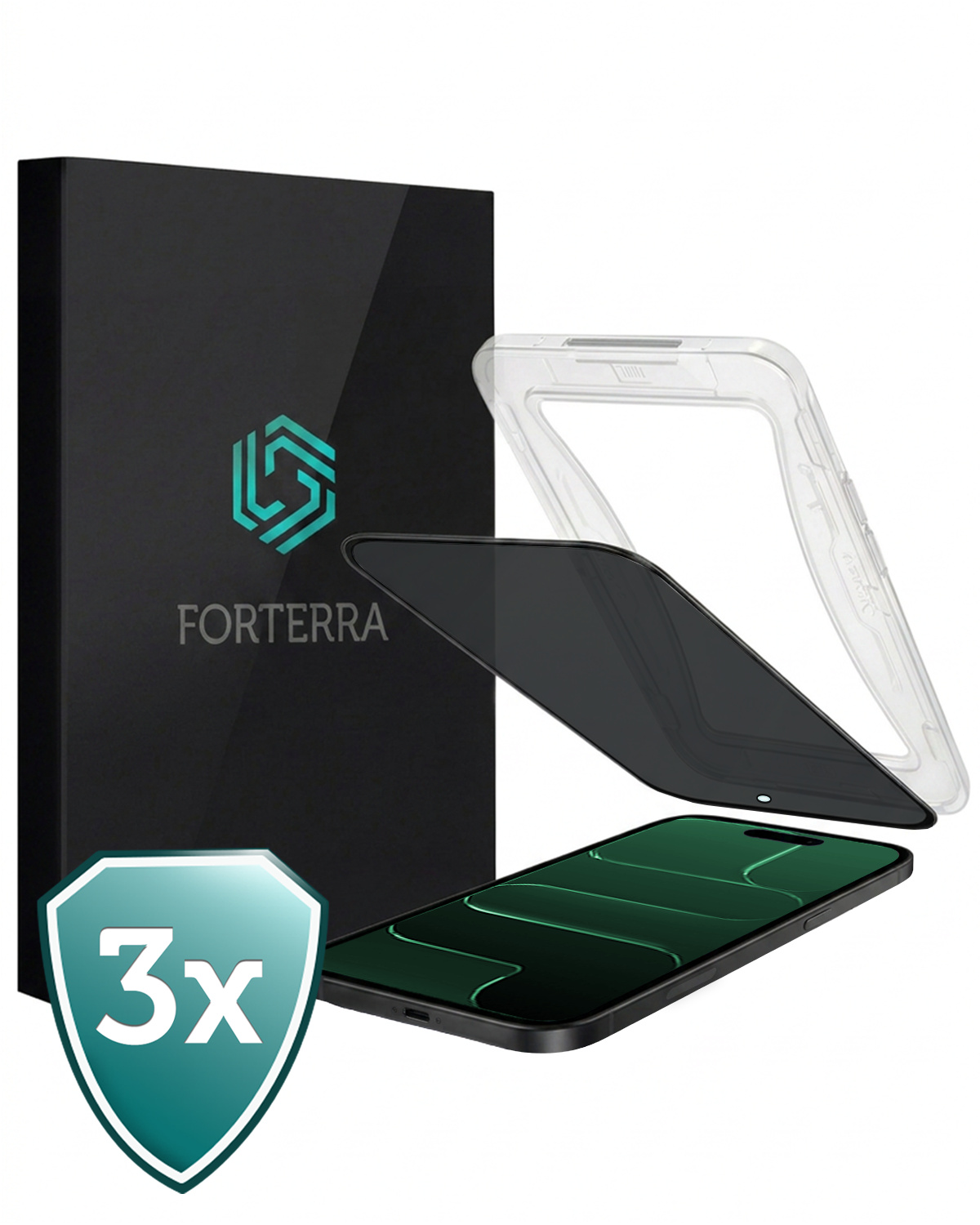 Forterra Forterra iPhone Air Hybrid Privacy Screenprotector - 3 PACK