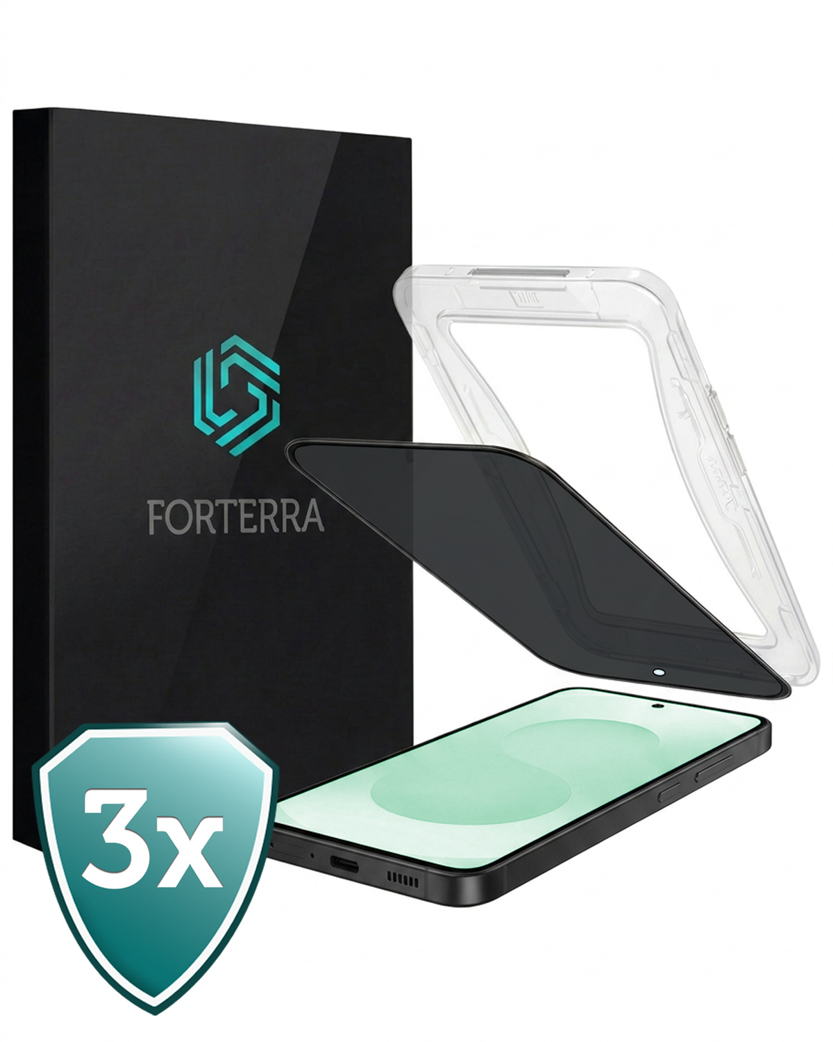 Forterra Forterra Samsung Galaxy S25 Hybrid Privacy Screenprotector - 3 PACK