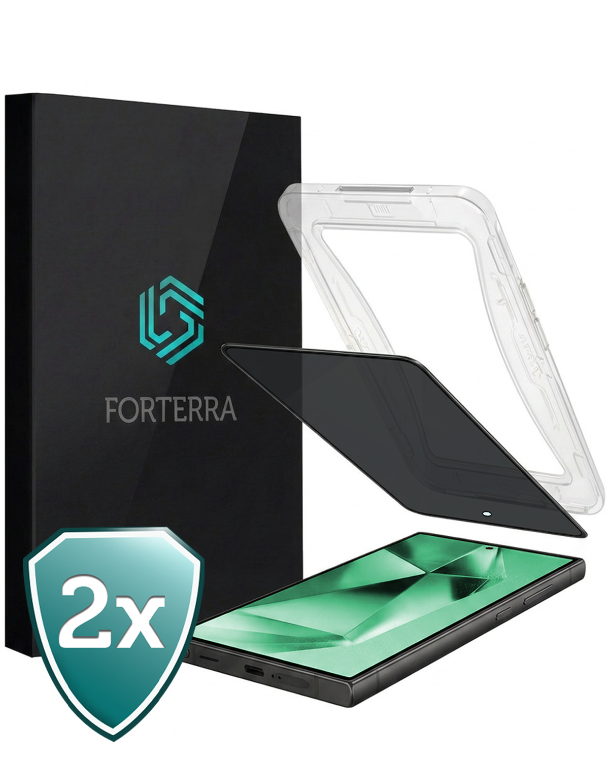 Forterra Forterra Samsung Galaxy S24 Ultra Hybrid Privacy Screenprotector - 2 PACK