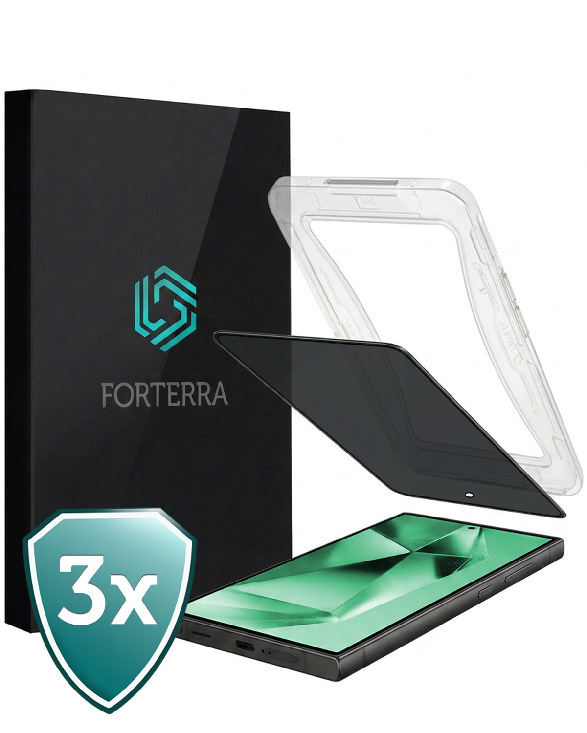 Forterra Forterra Samsung Galaxy S24 Ultra Hybrid Privacy Screenprotector - 3 PACK