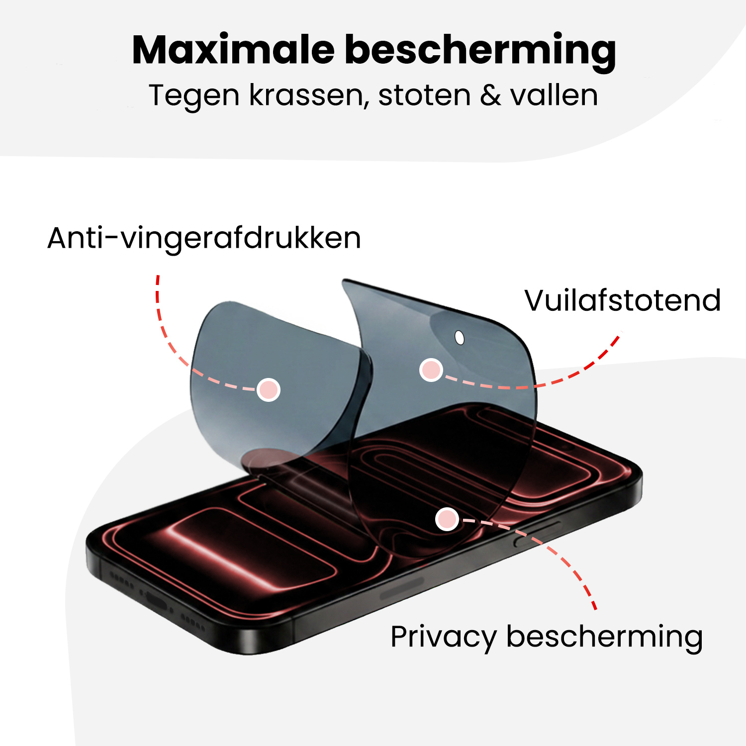 NoXx NoXx iPhone 17 Pro Max Hybrid Privacy Screenprotector - 3 PACK
