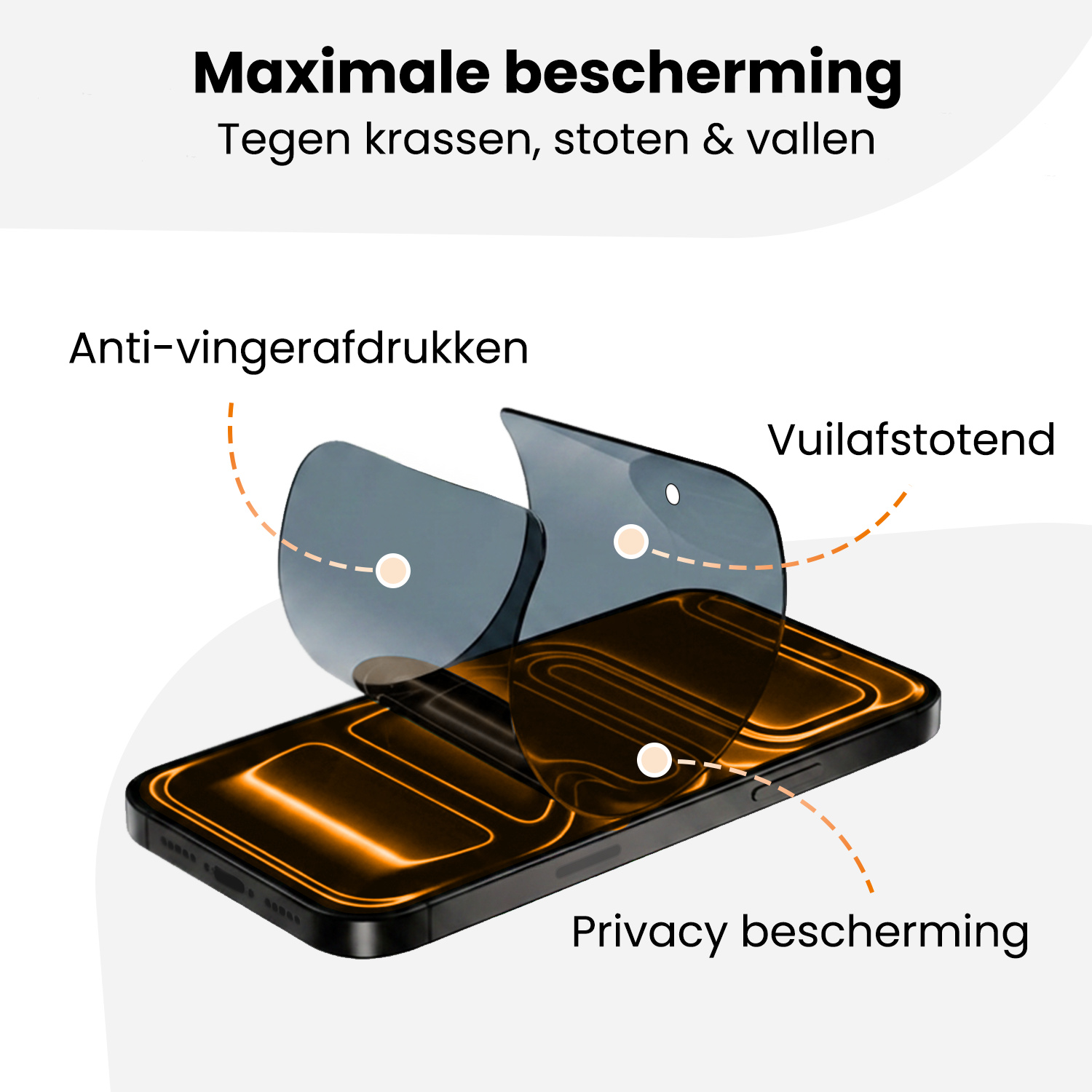 Nomfy Nomfy iPhone 17 Pro Max Hybrid Privacy Screenprotector - 3 PACK
