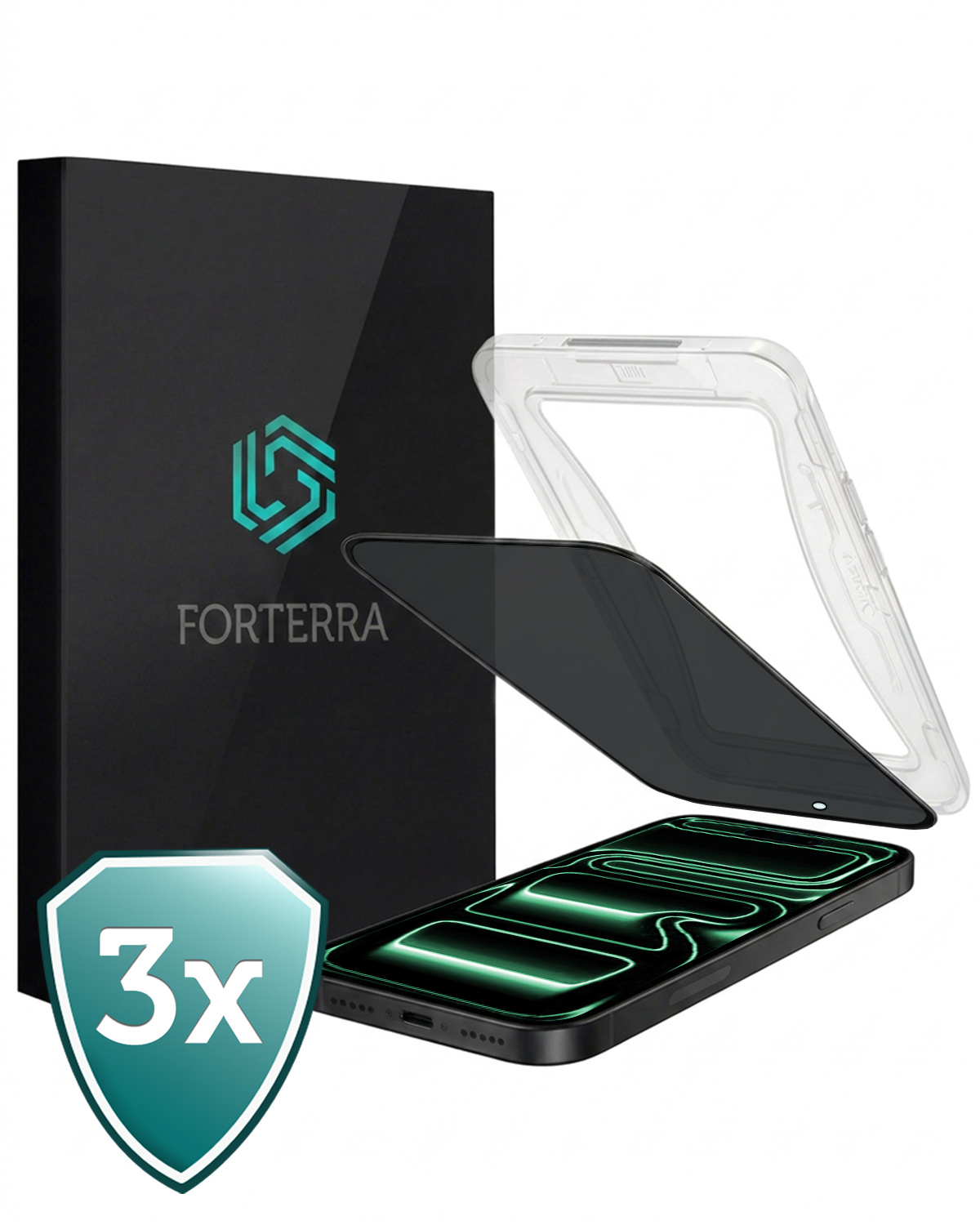 Forterra Forterra iPhone 17 Pro Max Hybrid Privacy Screenprotector - 3 PACK