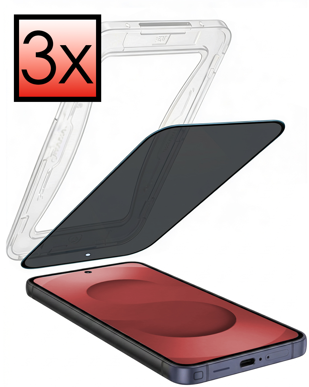 NoXx NoXx Samsung Galaxy S25 Ultra Hybrid Privacy Screenprotector - 3 PACK
