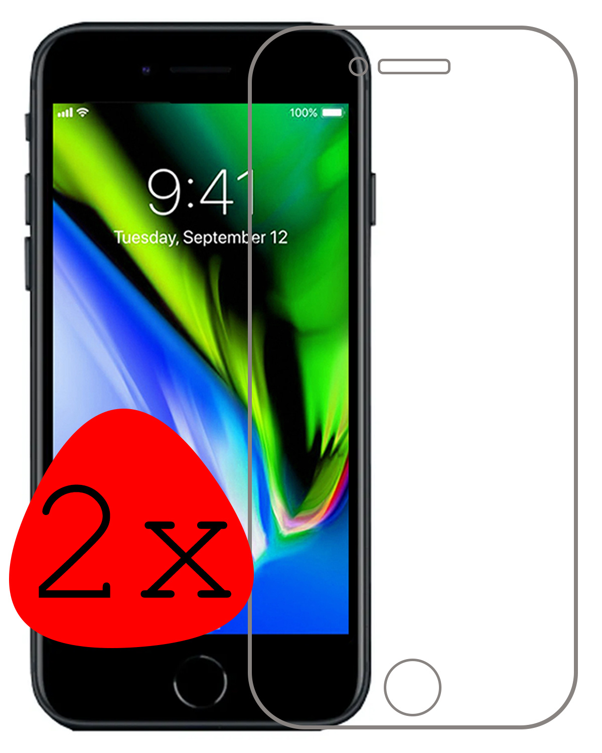 BASEY. Screenprotector Geschikt voor iPhone 7 Screenprotector Beschermglas Full Cover - Screenprotector Geschikt voor iPhone 7 Screen Protector Full Cover - 2 Stuks