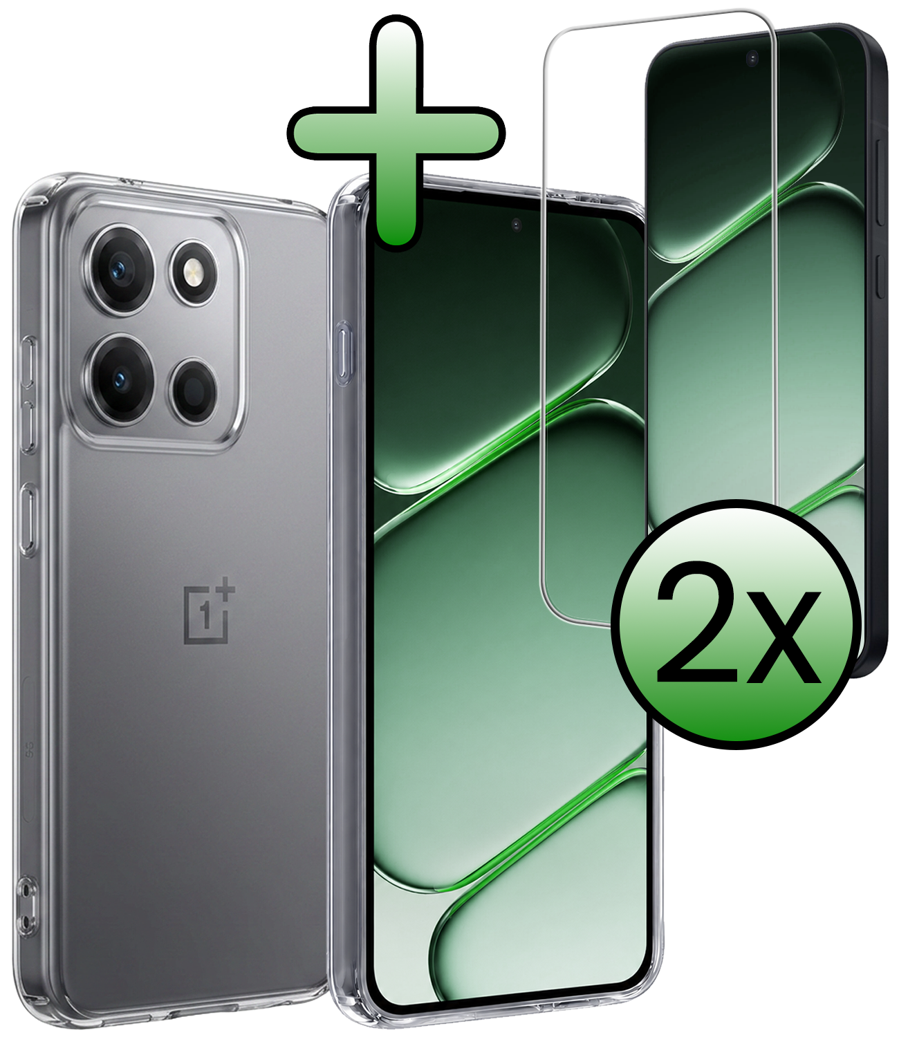 BASEY. BASEY. OnePlus Nord 6 Hoesje Siliconen Met 2x Screenprotector - Transparant