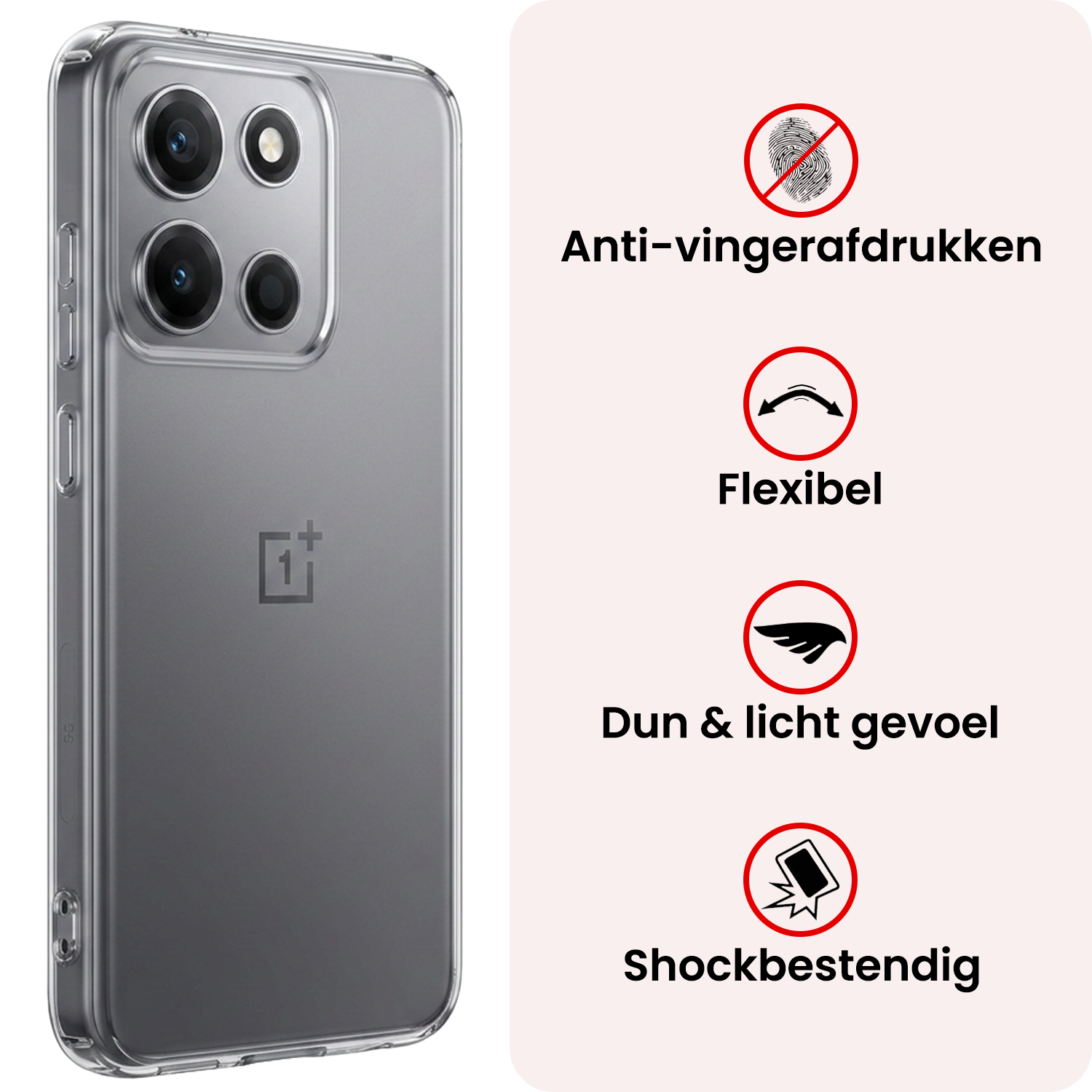 NoXx NoXx OnePlus Nord 6 Hoesje Siliconen Met Screenprotector - Transparant