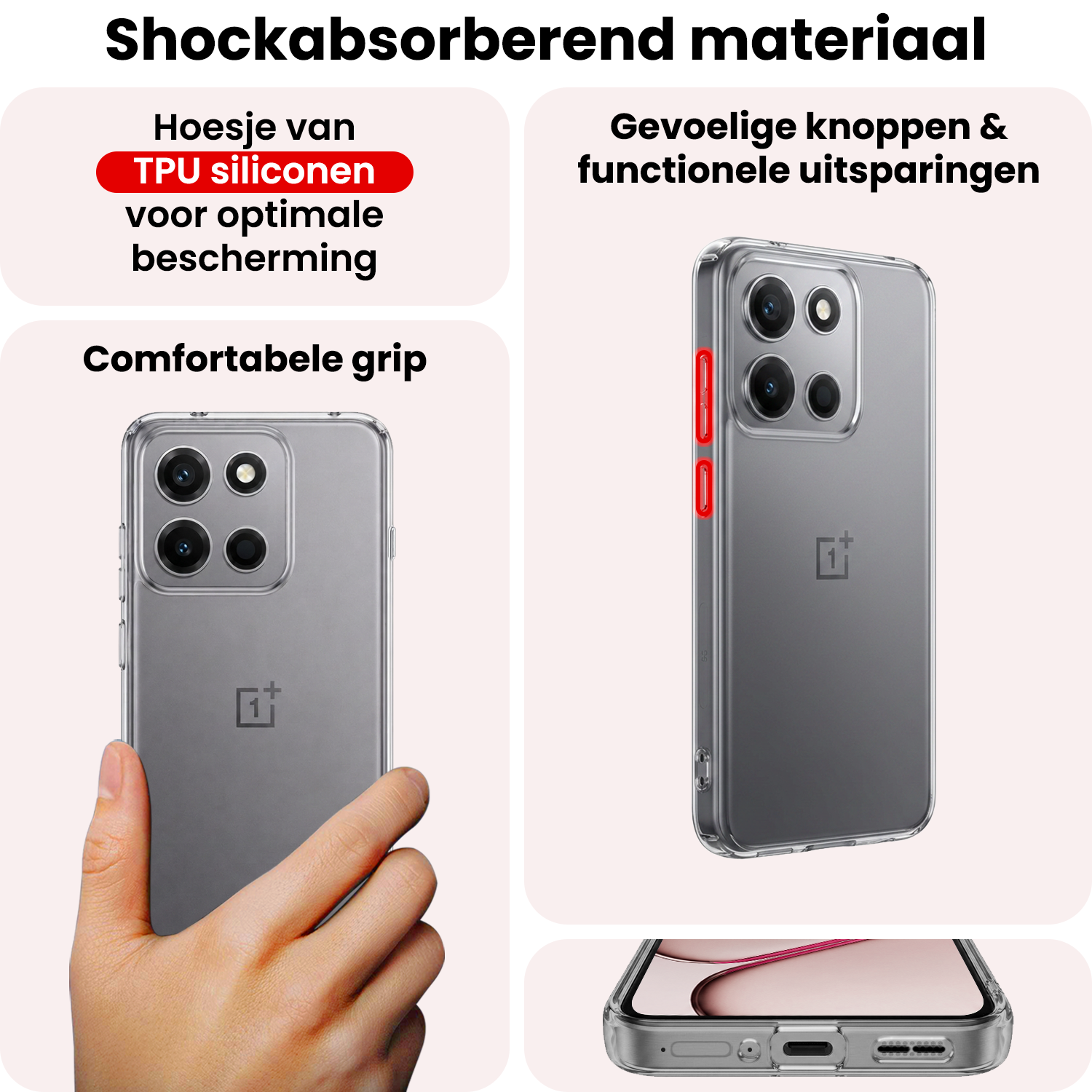 NoXx NoXx OnePlus Nord 6 Hoesje Siliconen Met Screenprotector - Transparant